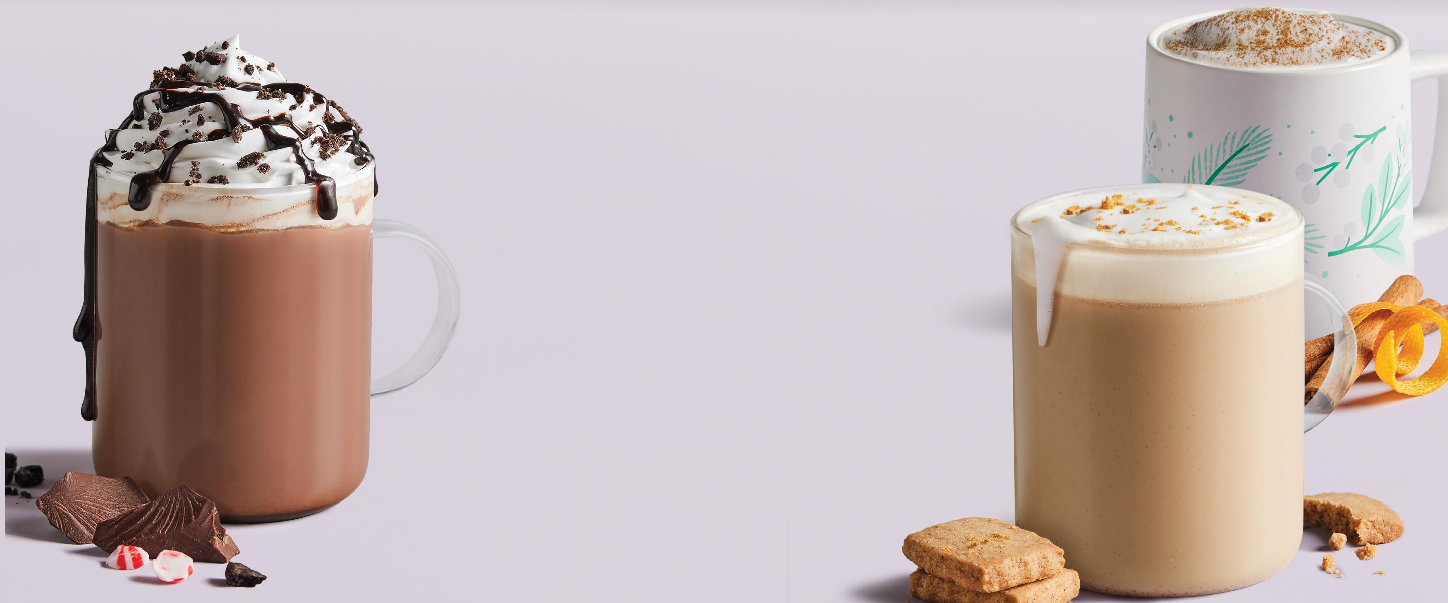 Peppermint Mocha Latte, Cookie Butter Latte & Winter Dream Tea Latte